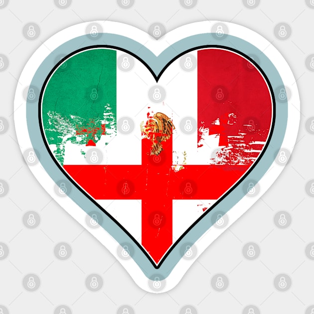 Mexican and Georgian Heart Mix Heritage Flag Sticker by Just Rep It!!